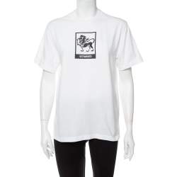 Pre Owned Vetements White Leo Zodiac Printed Cotton Crewneck T-Shirt S