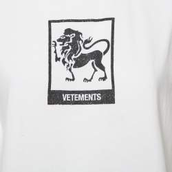 Pre Owned Vetements White Leo Zodiac Printed Cotton Crewneck T-Shirt S