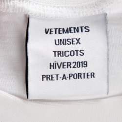 Pre Owned Vetements White Leo Zodiac Printed Cotton Crewneck T-Shirt S