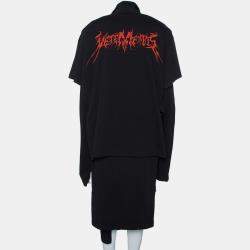 Pre Owned Vetements Black Skull Printed Cotton Layered Oversized T-Shirt Dress S