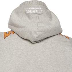 Pre Owned Vetements Grey Cotton Logo Printed Oversized Hoodie S