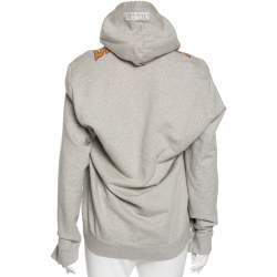 Pre Owned Vetements Grey Cotton Logo Printed Oversized Hoodie S