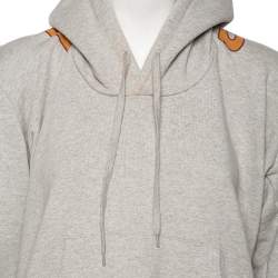 Pre Owned Vetements Grey Cotton Logo Printed Oversized Hoodie S