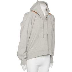 Pre Owned Vetements Grey Cotton Logo Printed Oversized Hoodie S