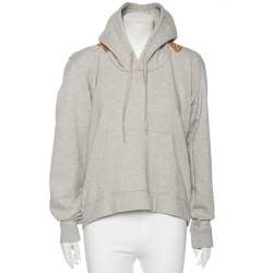 Pre Owned Vetements Grey Cotton Logo Printed Oversized Hoodie S