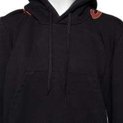 Pre Owned Vetements Black Cotton Logo Printed Oversized Hoodie XS