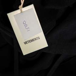 Pre Owned Vetements Black Cotton Logo Printed Oversized Hoodie XS