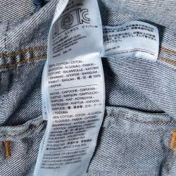 Pre Owned Vetements x Levi's Blue & Pink Hooded Denim Button Front Jacket S 