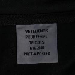 Pre Owned Vetements Black Cotton Logo Printed Long Hooded Cape M