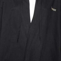 Pre Owned Vetements Black Cotton Logo Printed Long Hooded Cape M