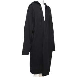 Pre Owned Vetements Black Cotton Logo Printed Long Hooded Cape M