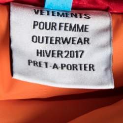 Pre Owned Vetements Red Puffer Oversized Cropped Hooded Bomber Jacket S