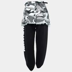 Pre Owned Vetements Black Cotton Camouflage Print Overlay Jogger Pants S