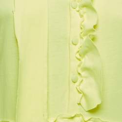 Pre Owned Vetements Neon Yellow Cotton Knit Full Sleeve Ruffled Asymmetrical Midi Dress M