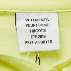 Pre Owned Vetements Neon Yellow Cotton Knit Full Sleeve Ruffled Asymmetrical Midi Dress M