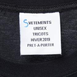 Pre Owned Vetements Black Logo Print Cotton Crew Neck Half Sleeve T-Shirt L