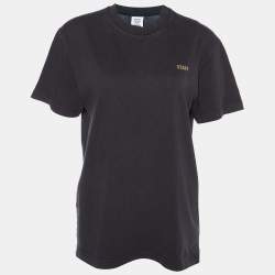 Vetements Charcoal Grey Staff Printed Cotton Knit T-Shirt S