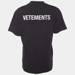 Vetements Charcoal Grey Staff Printed Cotton Knit T-Shirt S