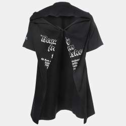 Pre Owned Vetements Black Print Cotton Cut-Out Half Sleeve T- Shirt M