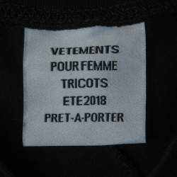 Pre Owned Vetements Black Print Cotton Cut-Out Half Sleeve T- Shirt M