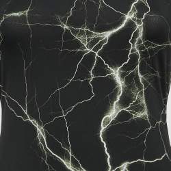 Pre Owned Vetements Black Marble Print Jersey Cut-out Fitted Mini Dress L