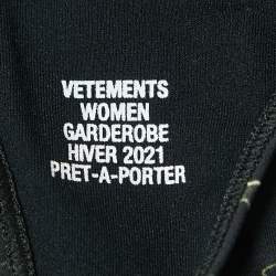 Pre Owned Vetements Black Marble Print Jersey Cut-out Fitted Mini Dress L