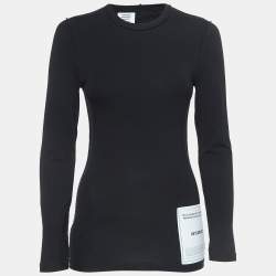 Pre Owned Vetements Black Cotton Logo Patch Inside-Out Long Sleeve T-Shirt S