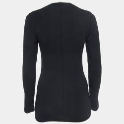Pre Owned Vetements Black Cotton Logo Patch Inside-Out Long Sleeve T-Shirt S