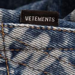 Pre Owned Vetements Blue All-Over Print Washed Denim Jeans S Waist 27"