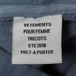 Pre Owned Vetements Blue Print Cotton Blend Hooded Sweatshirt XS
