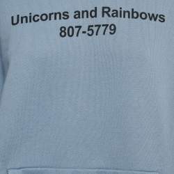 Pre Owned Vetements Blue Print Cotton Blend Hooded Sweatshirt XS