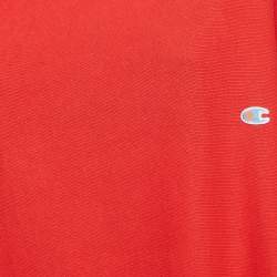 Pre Owned Vetements x Champion Red Cotton Blend Destroyed Oversize Sweatshirt M