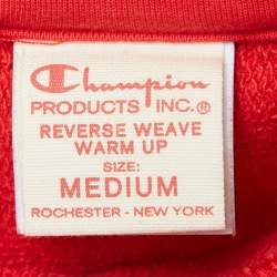 Pre Owned Vetements x Champion Red Cotton Blend Destroyed Oversize Sweatshirt M