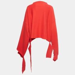 Pre Owned Vetements x Champion Red Cotton Blend Destroyed Oversize Sweatshirt M