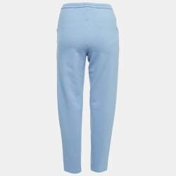 Pre Owned Vetements Blue Logo Embroidered Cotton Joggers S