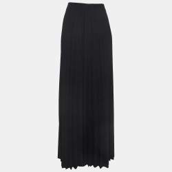Pre Owned Vetements Black Wool Blend High Slit Plisse Maxi Skirt M