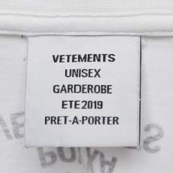 Pre Owned Vetements White Clothing Translated Print Cotton T-Shirt M
