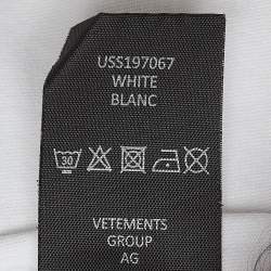 Pre Owned Vetements White Clothing Translated Print Cotton T-Shirt M