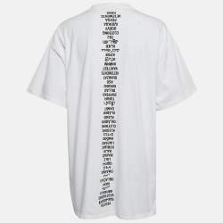 Pre Owned Vetements White Clothing Translated Print Cotton T-Shirt M