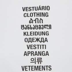 Pre Owned Vetements White Clothing Translated Print Cotton T-Shirt M