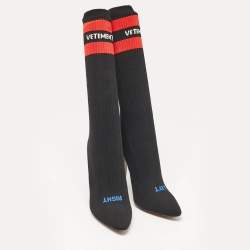Vetements Black Fabric Sock Runner Ankle Length Boots Size 39