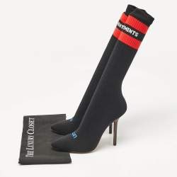Vetements Black Fabric Sock Runner Ankle Length Boots Size 39
