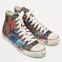 Vetements Multicolor Canvas Graffiti High Top Sneakers Size 39