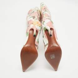 Pre Owned Vetements Multicolor Floral Print Paper Mache Knee Length Boots Size 39