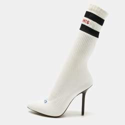 Pre Owned Vetements White Knit Fabric Striped Sock Boots Size 39 