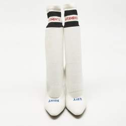 Pre Owned Vetements White Knit Fabric Striped Sock Boots Size 39