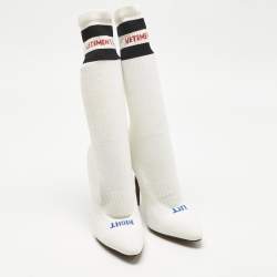 Pre Owned Vetements White Knit Fabric Striped Sock Boots Size 39