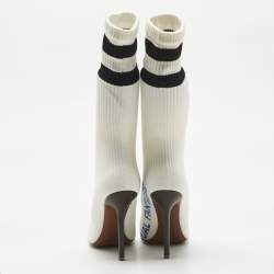Pre Owned Vetements White Knit Fabric Striped Sock Boots Size 39