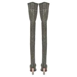 Pre Owned Vetements Metallic Multicolor Lurex Knit Thigh High Socks Boots Size 41