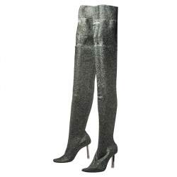 Pre Owned Vetements Metallic Multicolor Lurex Knit Thigh High Socks Boots Size 41